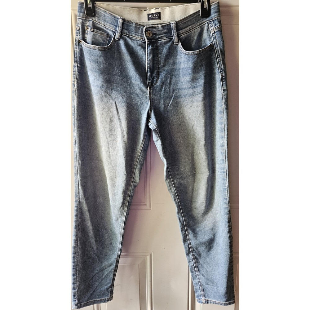 Curve Appeal Womens Jeans Size 8/29 Light Wash Skinny Stretch Mid Rise Denim